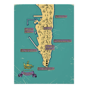 Póster Mapa de viaje ilustrado de Gibraltar