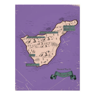 Póster Mapa de viaje ilustrado de Tenerife
