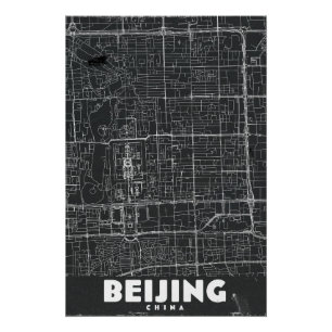Póster Mapa de viaje vintage de Pekín China