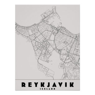 Póster Mapa de viaje vintage de Reikiavik Islandia
