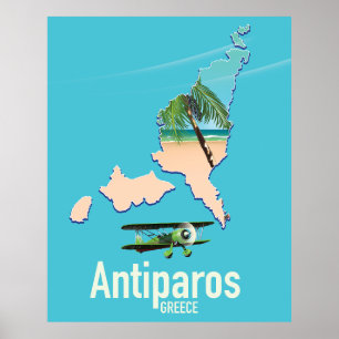 Póster Mapa de viajes Antiparos Grecia