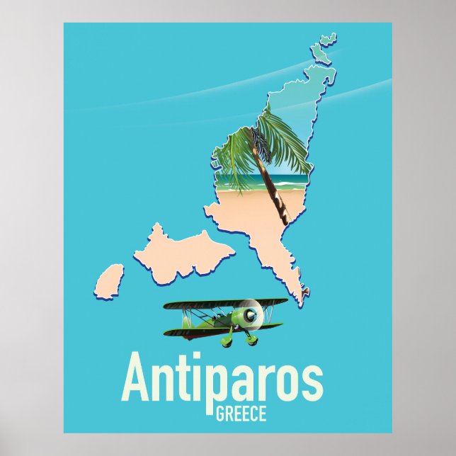 Póster Mapa de viajes Antiparos Grecia (Frente)