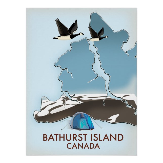 Póster Mapa de viajes de Bathurst Island Canada (Anverso)