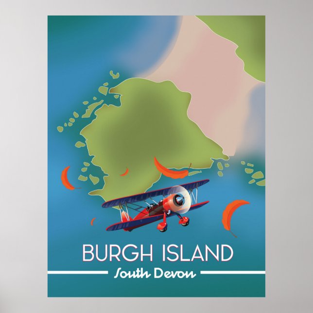 Póster Mapa de viajes de Burgh Island Devon (Frente)