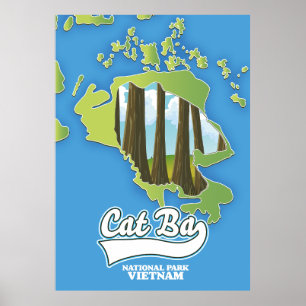 Póster mapa de viajes de cat ba national park vietnam