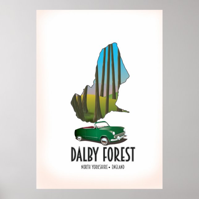 Póster Mapa de viajes de Dalby Forest North Yorkshire (Frente)