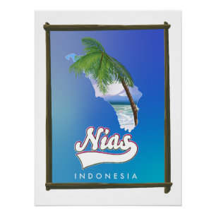 Póster Mapa de viajes de la Isla Sumba Indonesia
