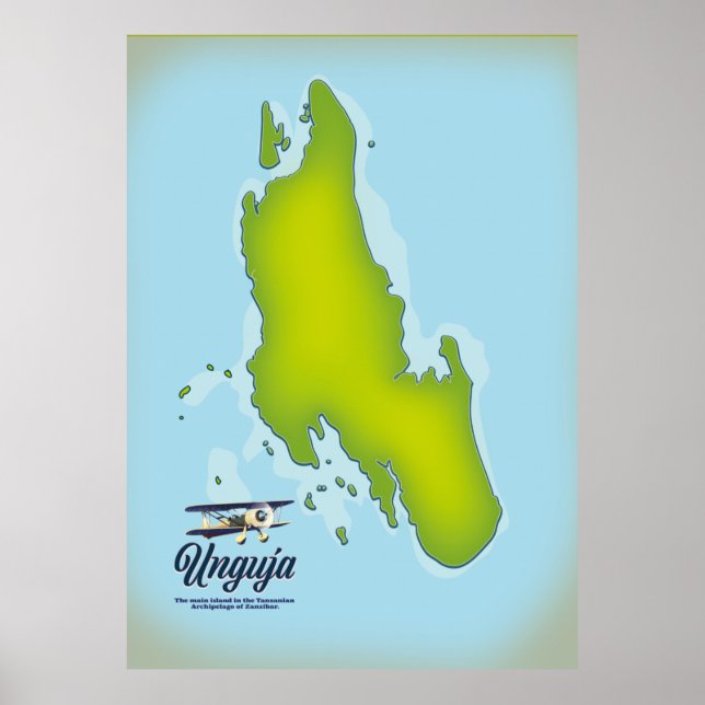 Póster Mapa de viajes de la isla Unguja (Frente)
