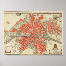 Mapa de viajes de la Vieja París. Ciudad vieja. Re