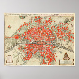 Póster Mapa de viajes de la Vieja París. Ciudad vieja. Re