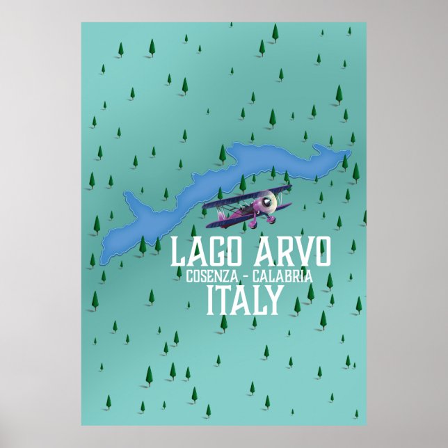 Póster mapa de viajes de Lago Arvo Italia (Frente)