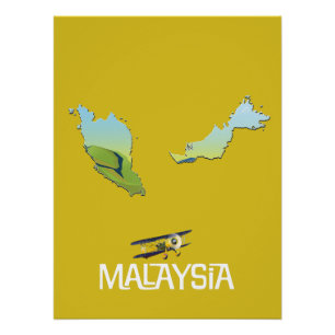 Póster Mapa de viajes de Malasia