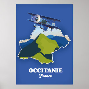 Póster Mapa de viajes de Occitania France