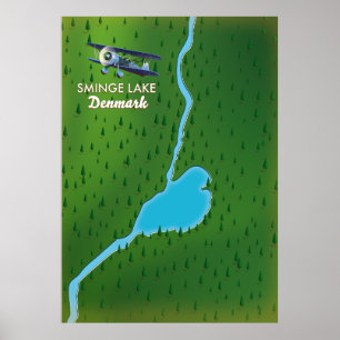 Póster Mapa de viajes de Sminge Lake Dinamarca