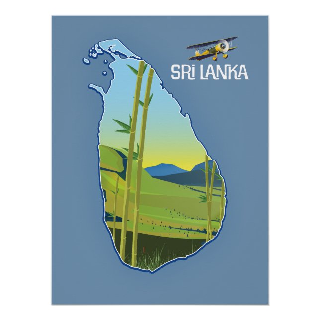 Póster Mapa de viajes de Sri Lanka (Anverso)