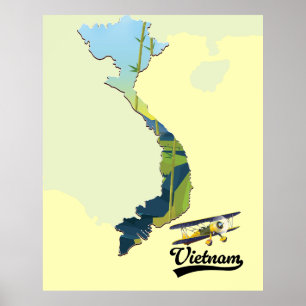 Póster Mapa de viajes de Vietnam