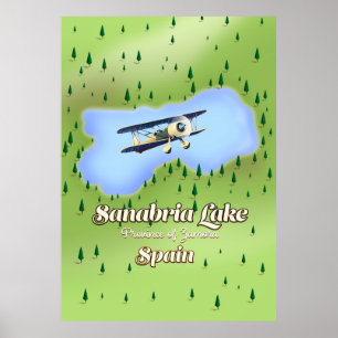 Póster Mapa de viajes del Lago Sanabria España.