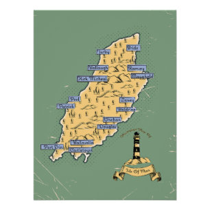 Póster Mapa de viajes ilustrado Isla de Man