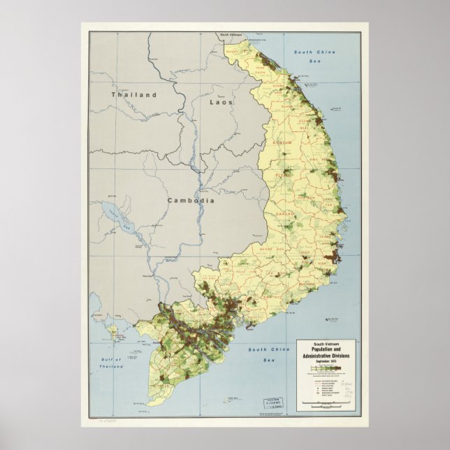 Póster Mapa de Vietnam del Sur de septiembre de 1972 (Frente)