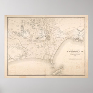 Póster Mapa de Viñas Lima Perú Environs (1857)