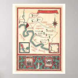 Póster Mapa de vino de Bordeaux de St. Emilion Imprimir