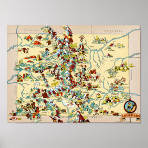 Póster Mapa de Vintage de Colorado