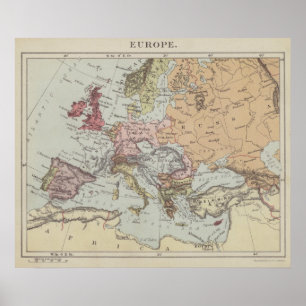 Póster Mapa de Vintage de Europa
