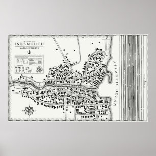 Póster Mapa de vintage de Innsmouth