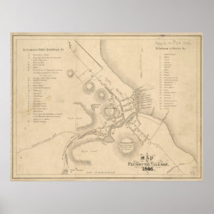 Póster Mapa de Vintage de las MAMÁES de Plymouth Village 