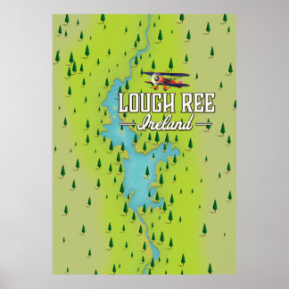 Póster Mapa de Vintage de Lough Ree Ireland.