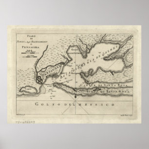 Póster Mapa de Vintage de Pensacola Florida (1763)