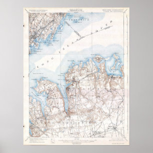 Póster Mapa de Vintage Oyster Bay Long Island New York