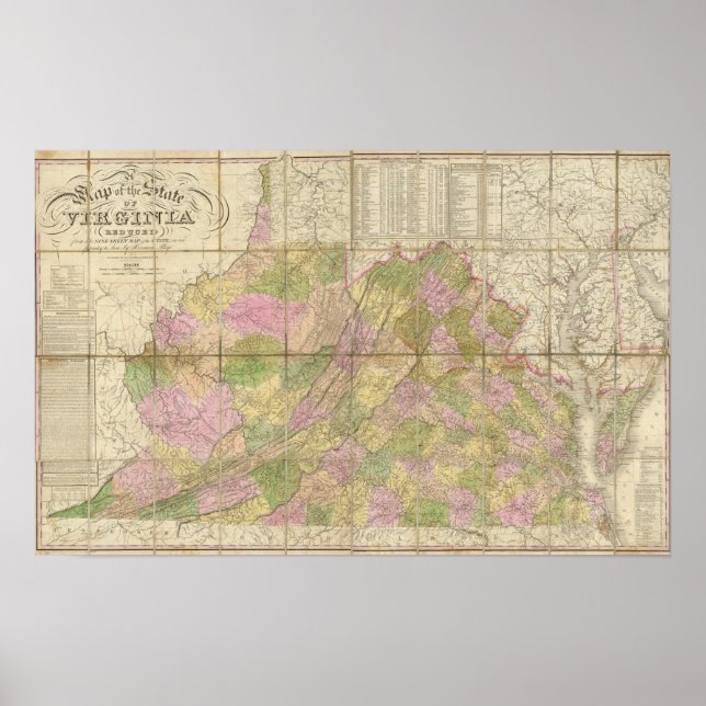 Póster Mapa de Virginia (Frente)