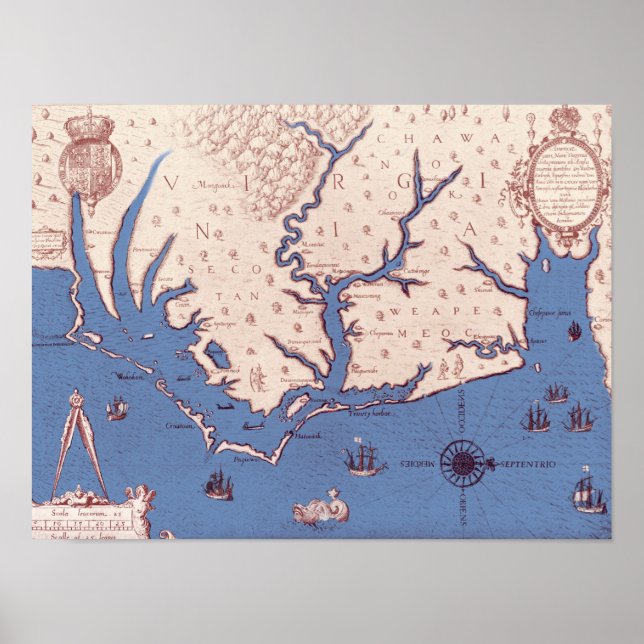 Póster Mapa de Virginia (Frente)