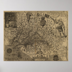 Póster Mapa de Virginia de 1606