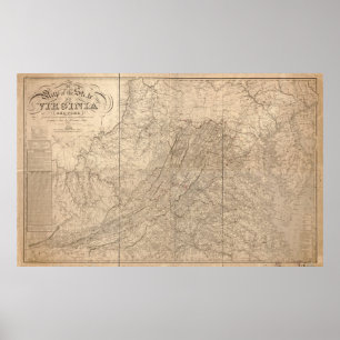 Póster Mapa de Virginia de 1859