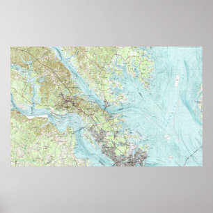 Póster Mapa de Virginia de la marea (1984)