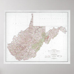 Póster Mapa de Virginia Occidental (1984) Atlas Estatal W