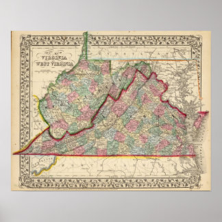 Póster Mapa de Virginia Occidental por Mitchell