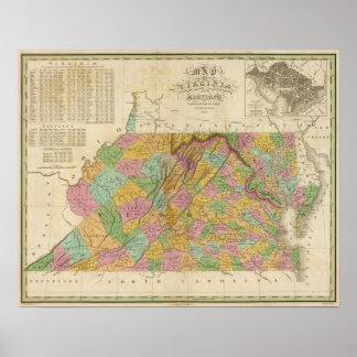 Póster Mapa De Virginia Y Maryland