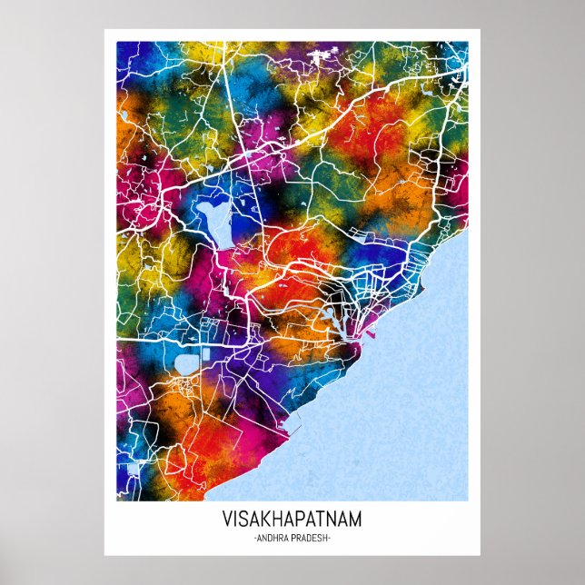 Póster Mapa de Visakhapatnam Andhra Pradesh (Frente)