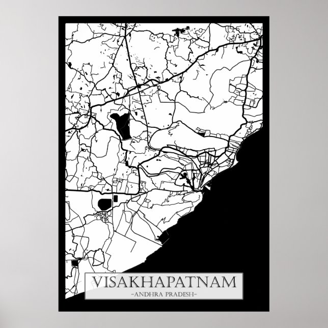 Póster Mapa de Visakhapatnam Andhra Pradesh (Frente)