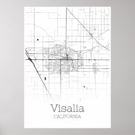 Póster Mapa de Visalia - California - Poster de Mapa de l