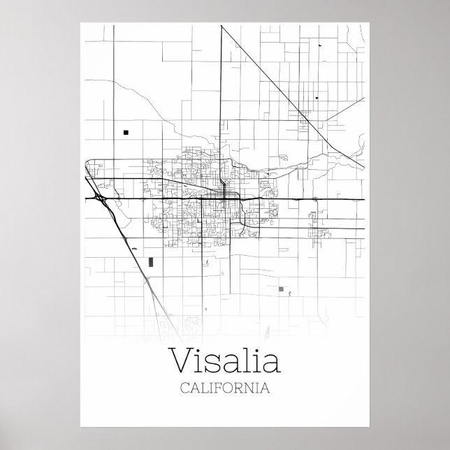 Póster Mapa de Visalia - California - Poster de Mapa de l (Frente)
