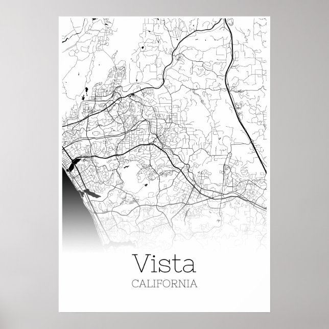 Póster Mapa de Vista - California - Poster de Mapa de Ciu (Frente)