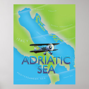 Póster Mapa de vuelo del Mar Adriático