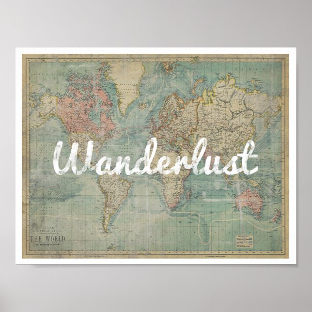 Póster Mapa de Wanderlust Vintage (Frente)