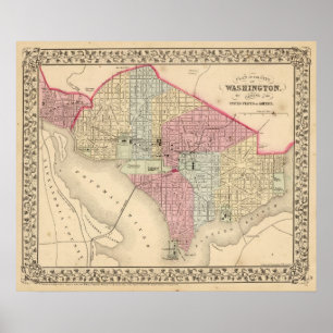 Póster Mapa de Washington de Mitchell