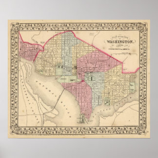 Póster Mapa de Washington por Mitchell