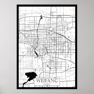 Póster Mapa de Weifang China